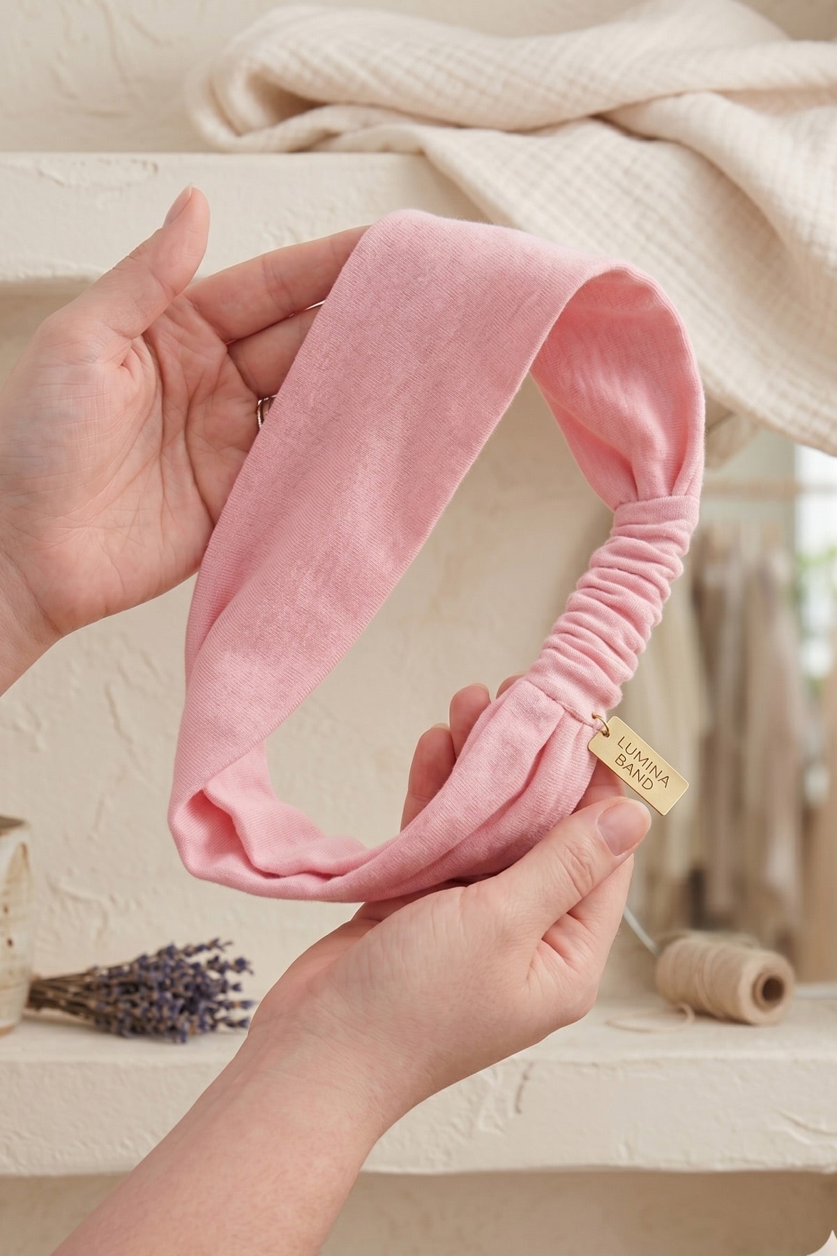 Açık Pembe Pamuklu Kumaş Lastikli Bandana – Saç Aksesuarı Esnek Saç Bandı - indirimsepeti