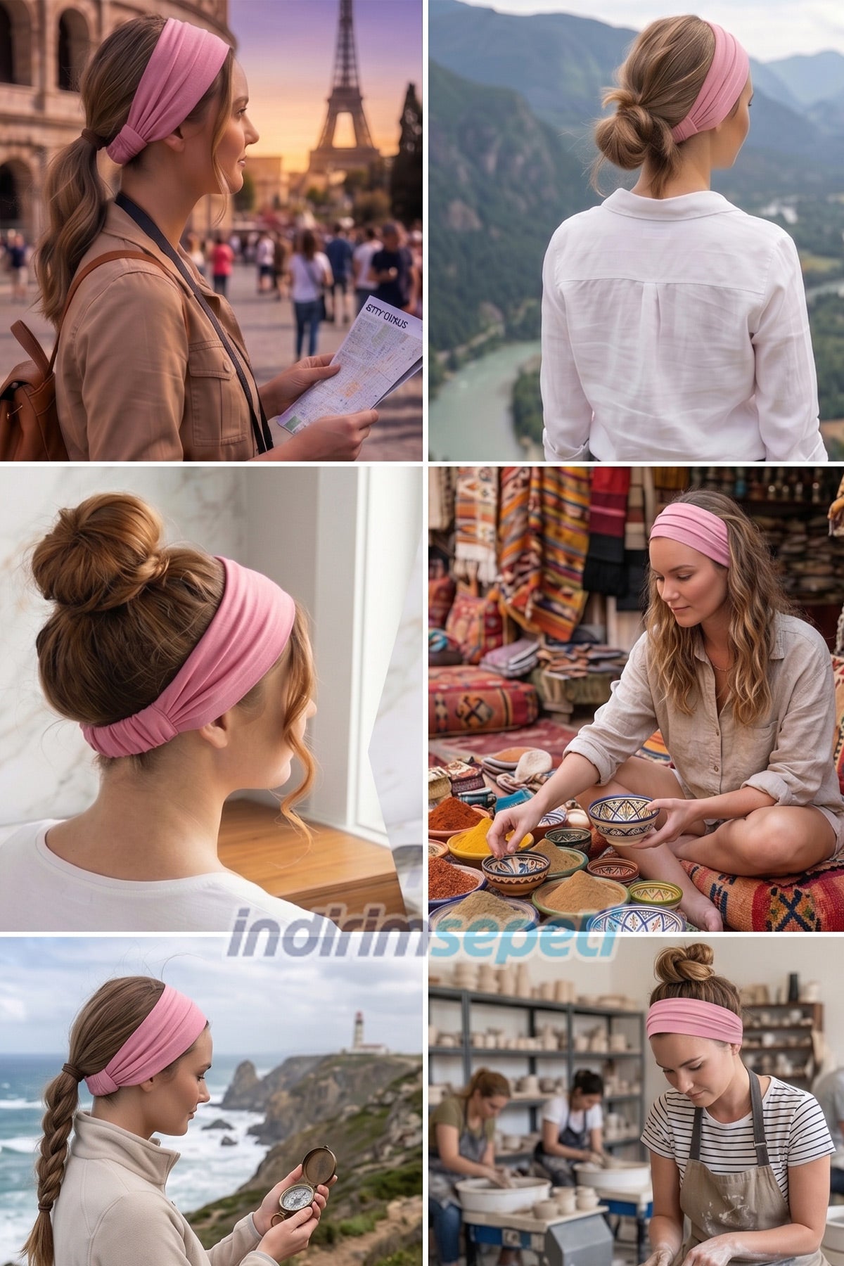 Açık Pembe Pamuklu Kumaş Lastikli Bandana – Saç Aksesuarı Esnek Saç Bandı - indirimsepeti