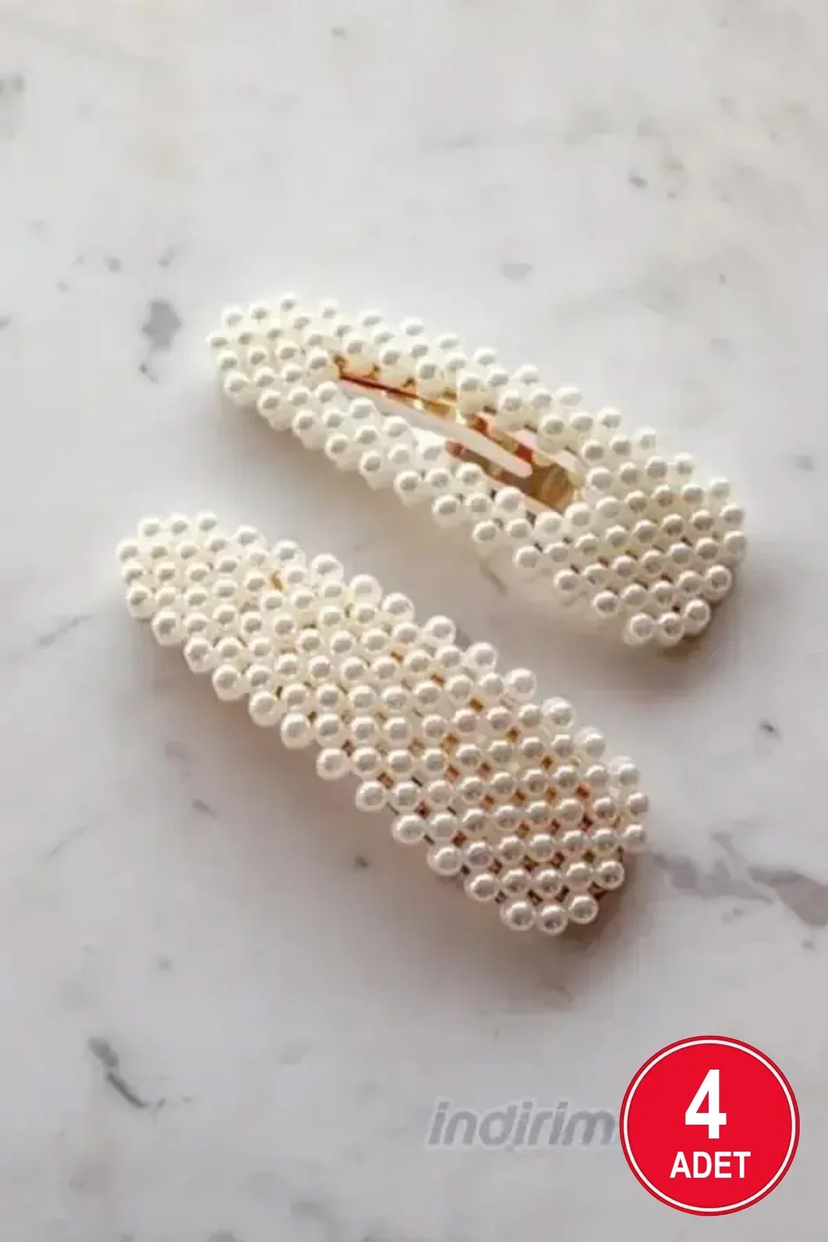 Kadın 4'lü Incili Çit Çıt Toka Seti - Indirimsepeti