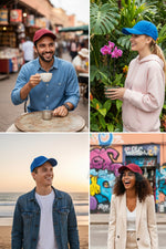 Bordo Mavi Renk Şapka Seti 2’li – Spor Şapka Unisex Takım Arkadaşı Kombin Cırtlı Ayarlanabilir Düz Kep Baseball