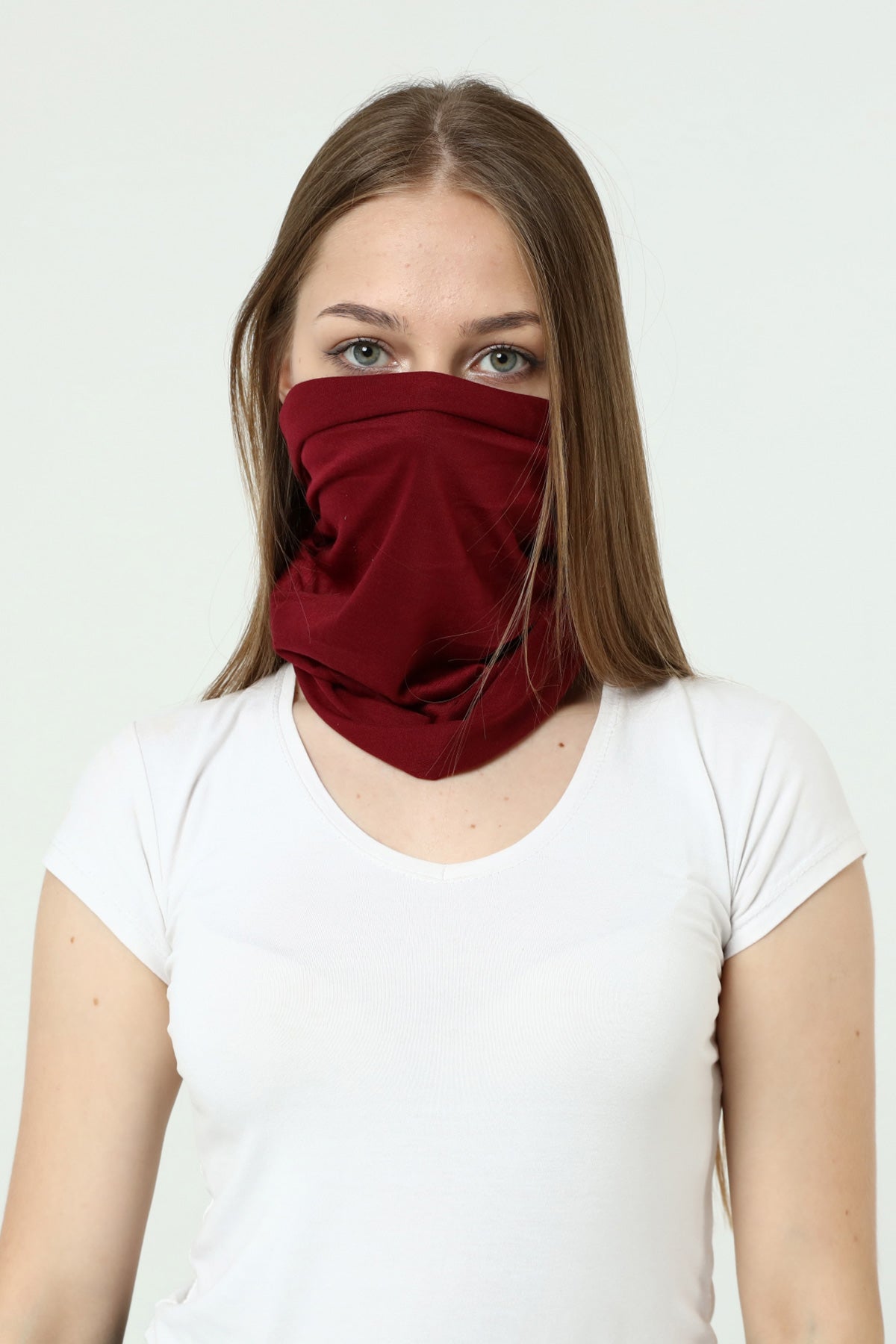 Buff Dikişsiz Boyunluk Maske Baf Bandana Saç Bandı Kamp Aksesuar Bordo Düz - Indirimsepeti