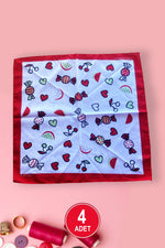 Meyveli Baskılı Pamuklu Kare  Eşarp Nefes Alabilir Boyun Eşarp Günlük Güneş Koruyucu 4 Adet - Indirimsepeti