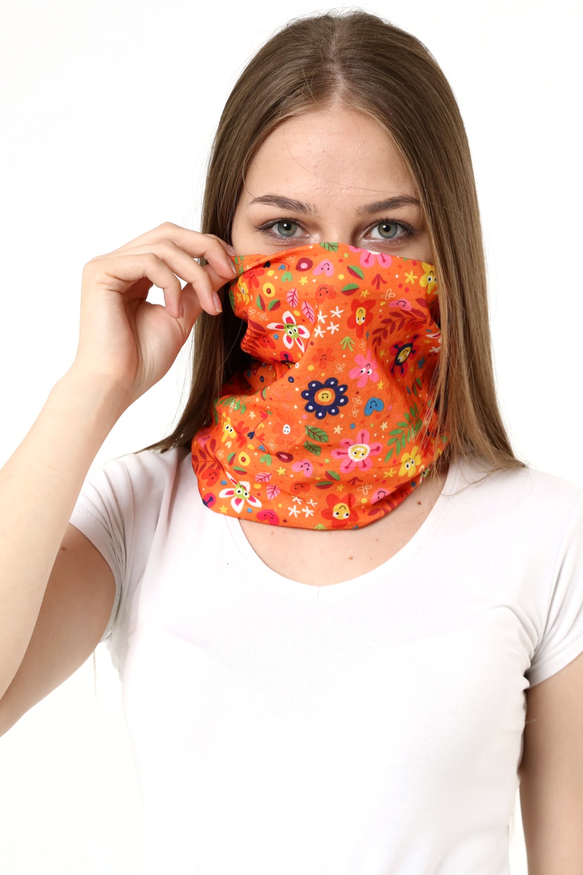 Buff Dikişsiz Boyunluk Maske Baf Bandana Saç Bandı Kamp Aksesuar Çiçek Turuncu - Indirimsepeti