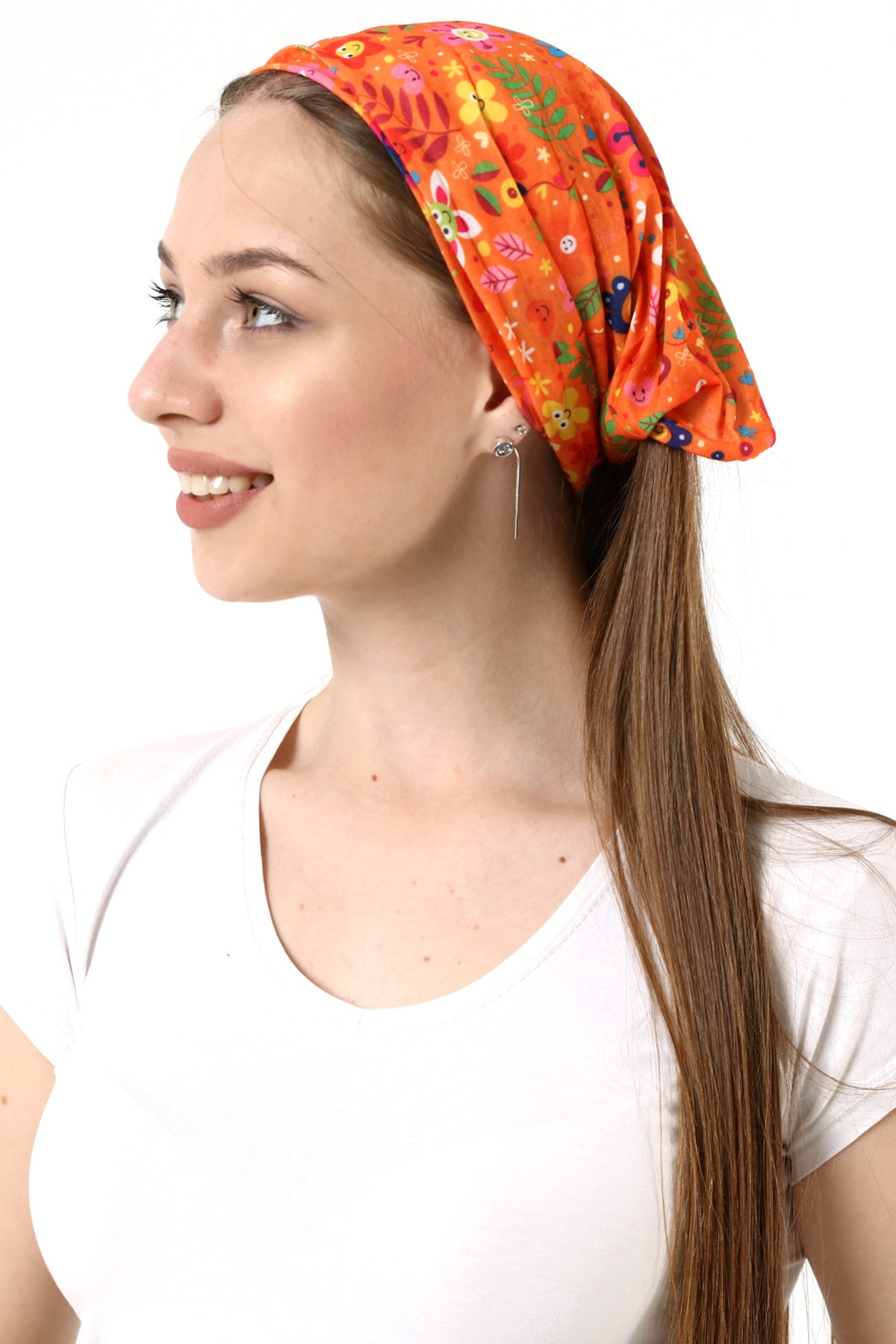 Buff Dikişsiz Boyunluk Maske Baf Bandana Saç Bandı Kamp Aksesuar Çiçek Turuncu - Indirimsepeti