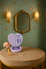 Kalpli Melek Ayna ve Tarak Modeli 3 Parça Katlanır Portatif Masaüstü Kozmetik Ayna Makyaj Aynası Hediyelik 1 Adet