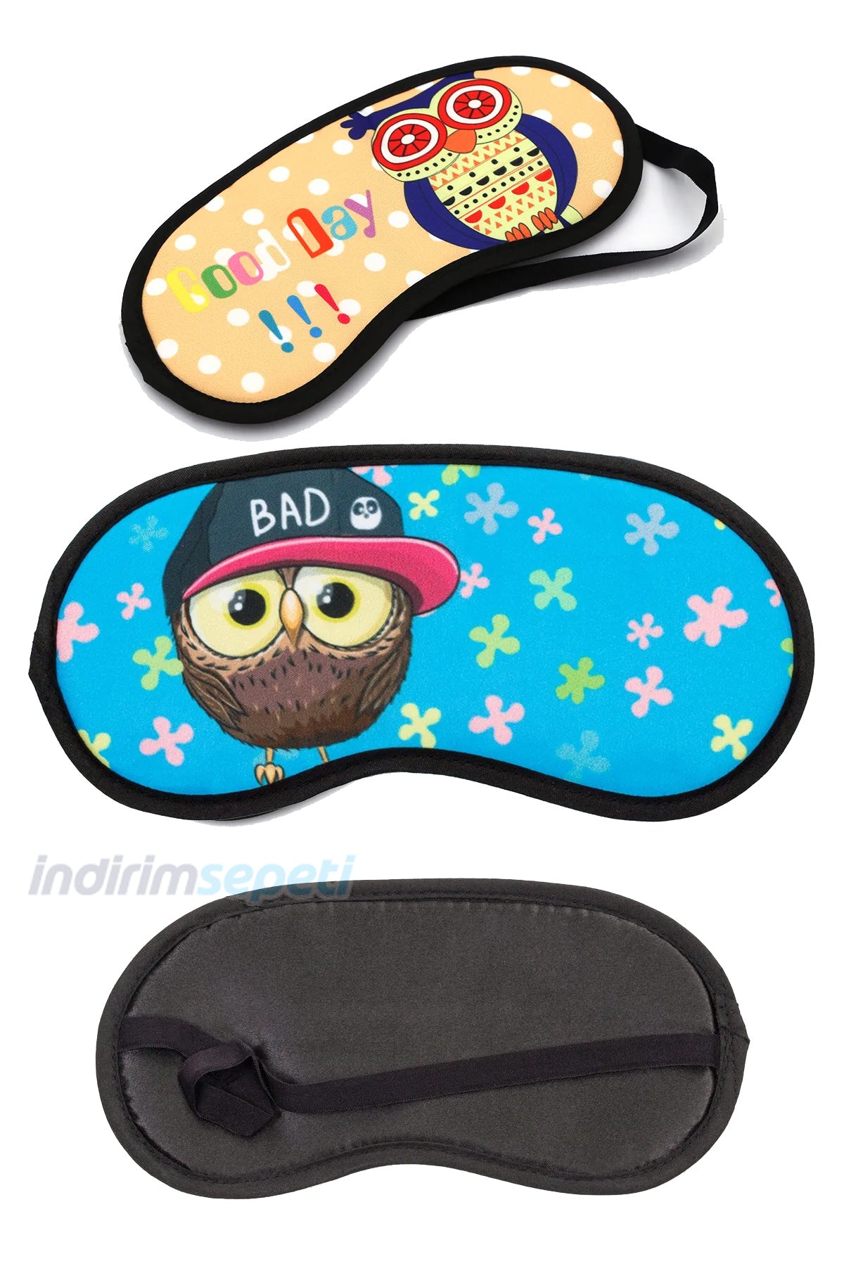 Göz Bandı Uyku Gözlüğü Sleeping Strip Yıkanabilir Uyku Maskesi Baykuş Karışık 1 Adet - Indirimsepeti