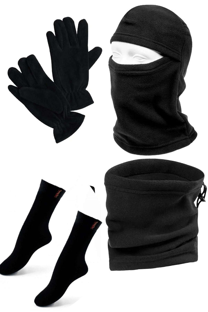 6 Parça Polar Boyunluk Eldiven Kar Maskesi ve Çorap Set - Indirimsepeti