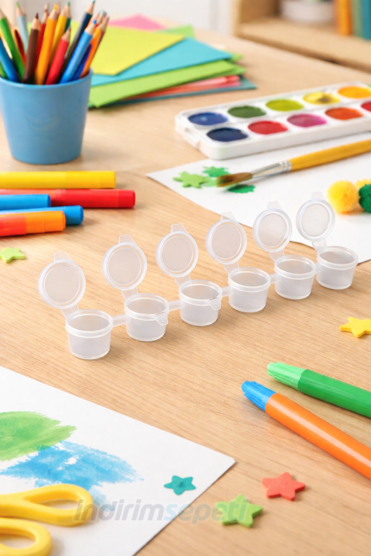 3 ML 6’lı Boya Kutusu Sızdırmaz Kilit Kapaklı Şeffaf Boş Boya Kabı Akrilik, Guaj, Slime,Boncuk Saklama Kap