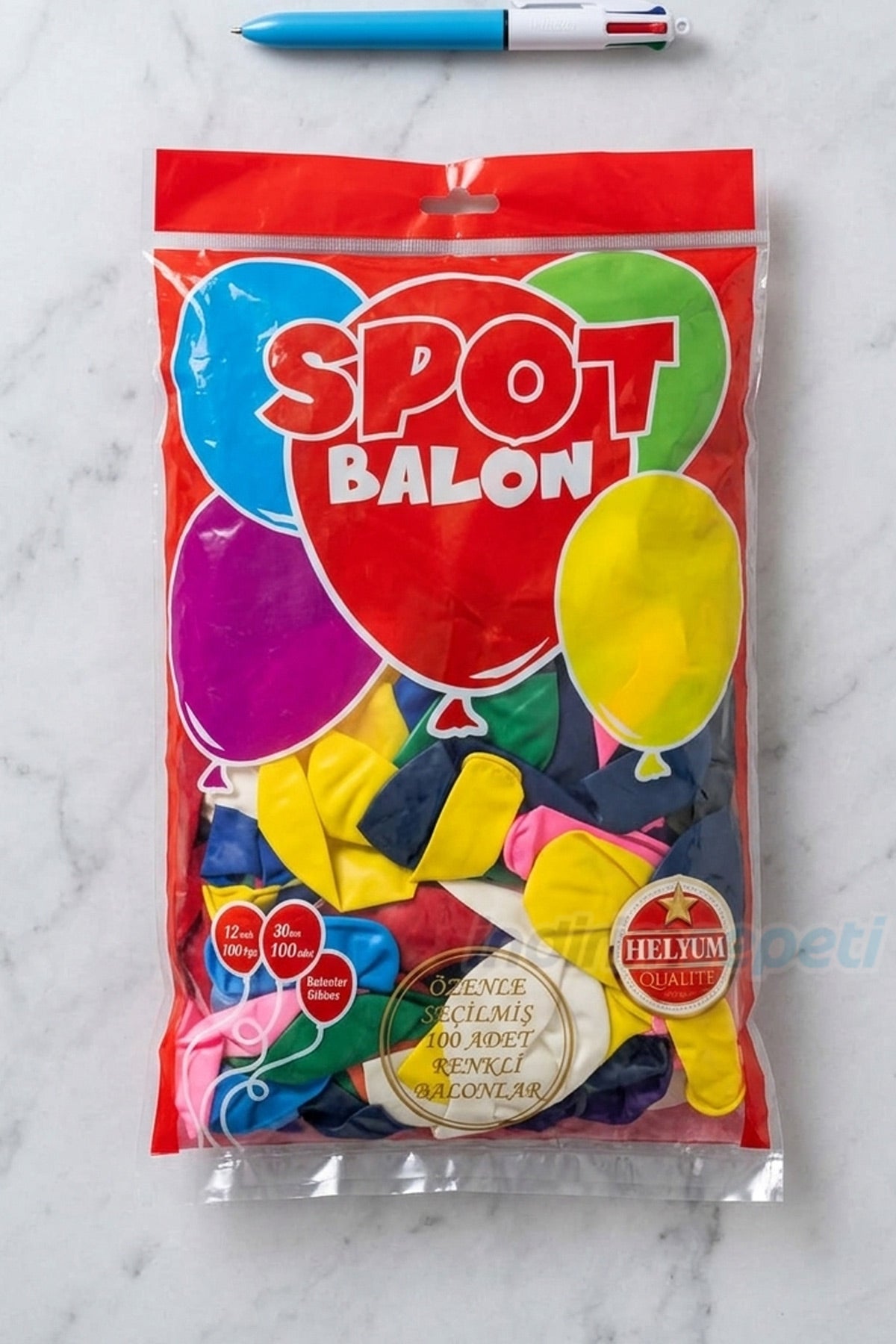 100 Adet Karışık Renk Balon 12 inç (30 cm) – Parti, Doğum Günü ve Organizasyon Balon Seti