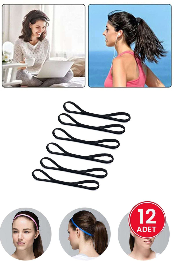 Sporcu Saç Bandı – Yoga & Fitness Lastik Bant 12 Adet Renkli Renk - Indirimsepeti