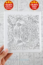 Çizimli Tuval 20x20 cm | Çizilmiş Boyama Kanvas Tuval | Çocuklar için Eğitici Boyama 1 Adet