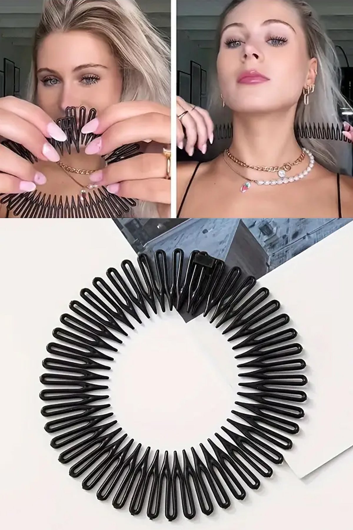 Saç Şekillendirici Tam Daire Esnek Tarak Saç Çember Bandı Klips Hairband Yüz Yıkama Aksesuar - indirimsepeti