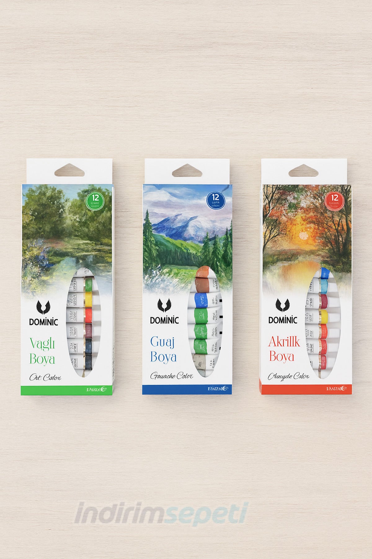 3’lü Sanat Seti – Guaj Boya 12x9ml, Akrilik Boya 12x5ml ve Profesyonel Guaj Boya Seti – 36 Renk Hobi & Sanat Boyama Seti