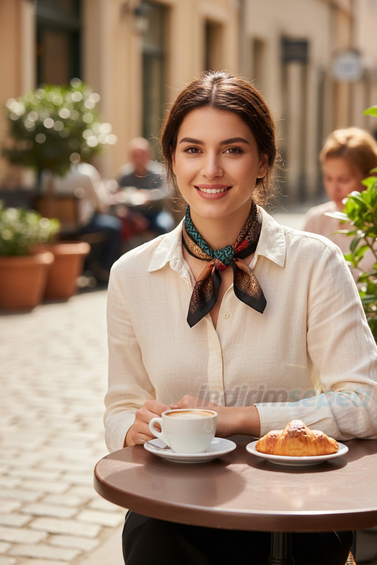 Anadolu Saray Bezeme Tezyinat Sanat Klasik Ornamental Motif Desenli Saten Bandana Fular
