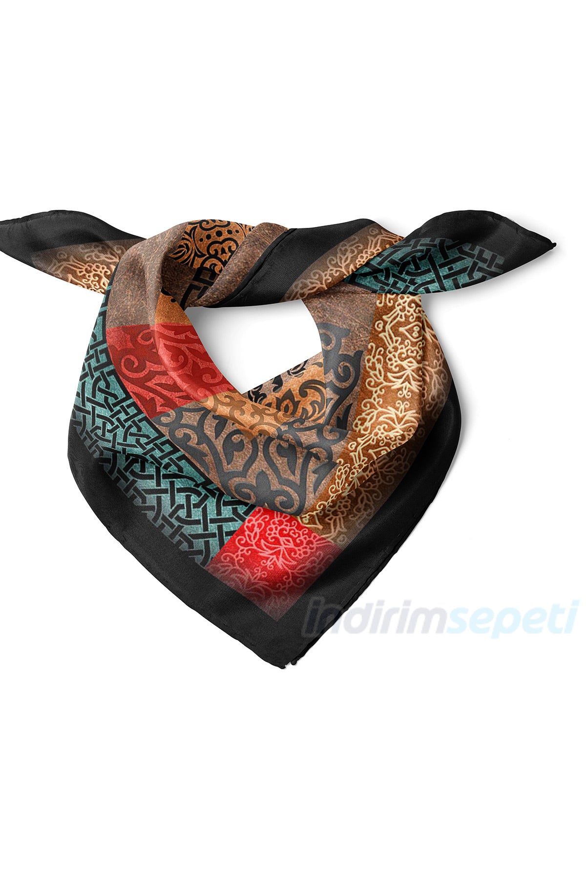 Anadolu Saray Bezeme Tezyinat Sanat Klasik Ornamental Motif Desenli Saten Bandana Fular