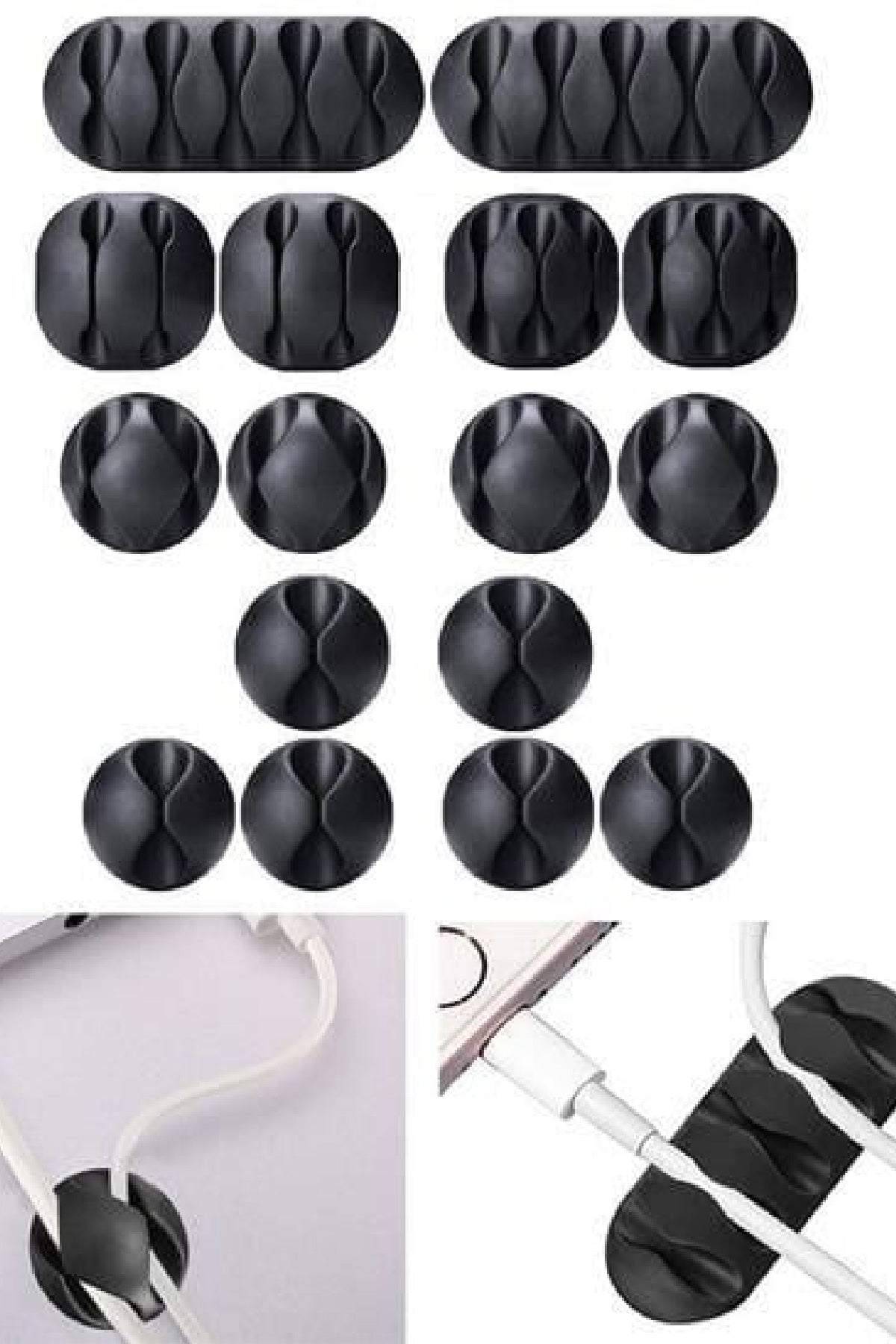 Kablo Tutucu Farklı Model Akrilik Güçlü Yapışkanlı Organizer Düzenleyici 16 Parça - Indirimsepeti