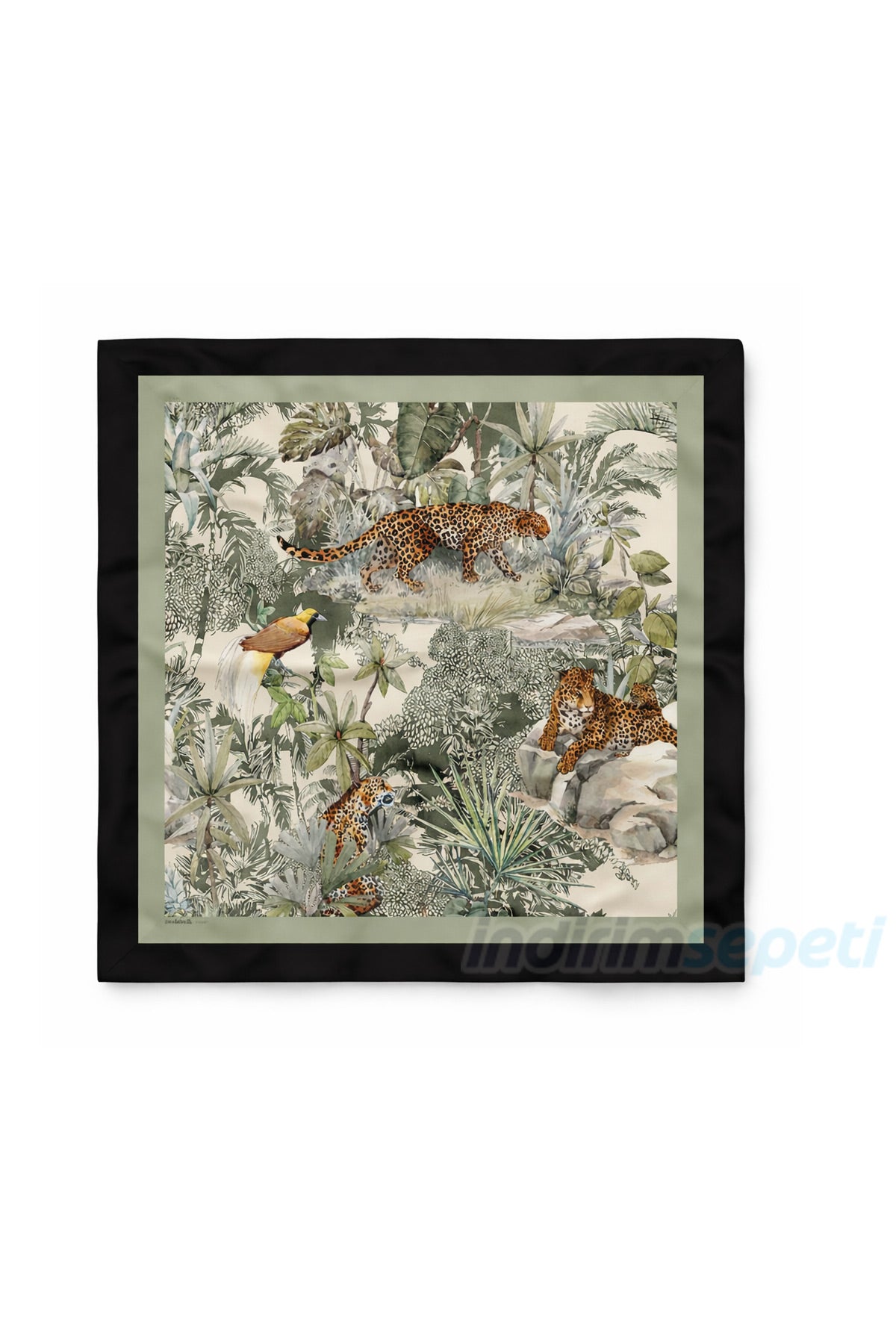 Tropikal Leopar Desenli Saten Fular Boyun, Saç ve Çanta için Şık & Hediye Modern Aksesuar