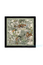 Tropikal Leopar Desenli Saten Fular Boyun, Saç ve Çanta için Şık & Hediye Modern Aksesuar