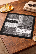 Bohem Stil Siyah-Beyaz Damla Vintage Desenli Bandana & Fular Saç ve Çanta Aksesuar