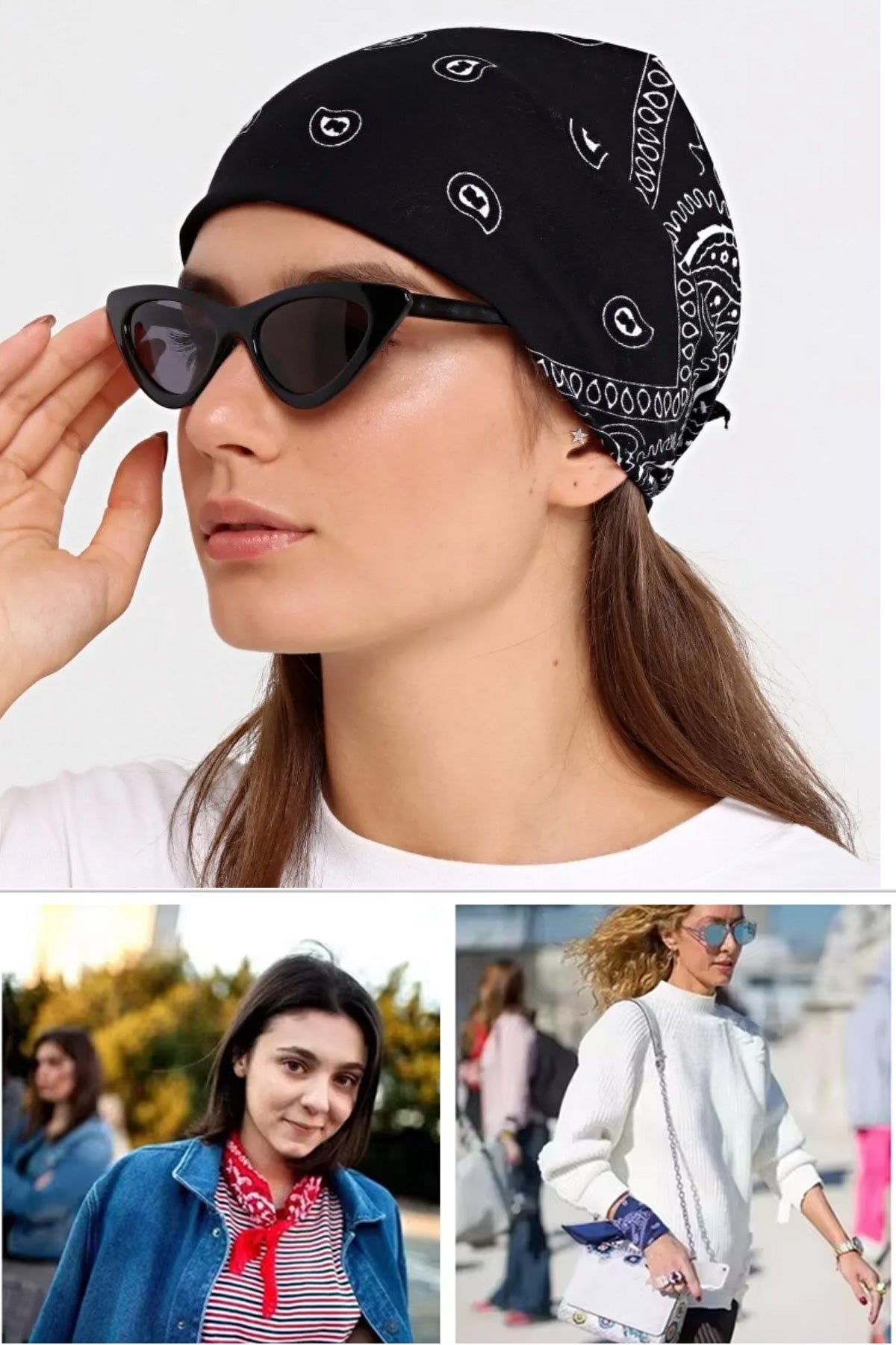Bandana Etnik Desenli Bisiklet & Motosiklet Etkinlik Gezi Eğlence Siyah Pamuklu - Indirimsepeti