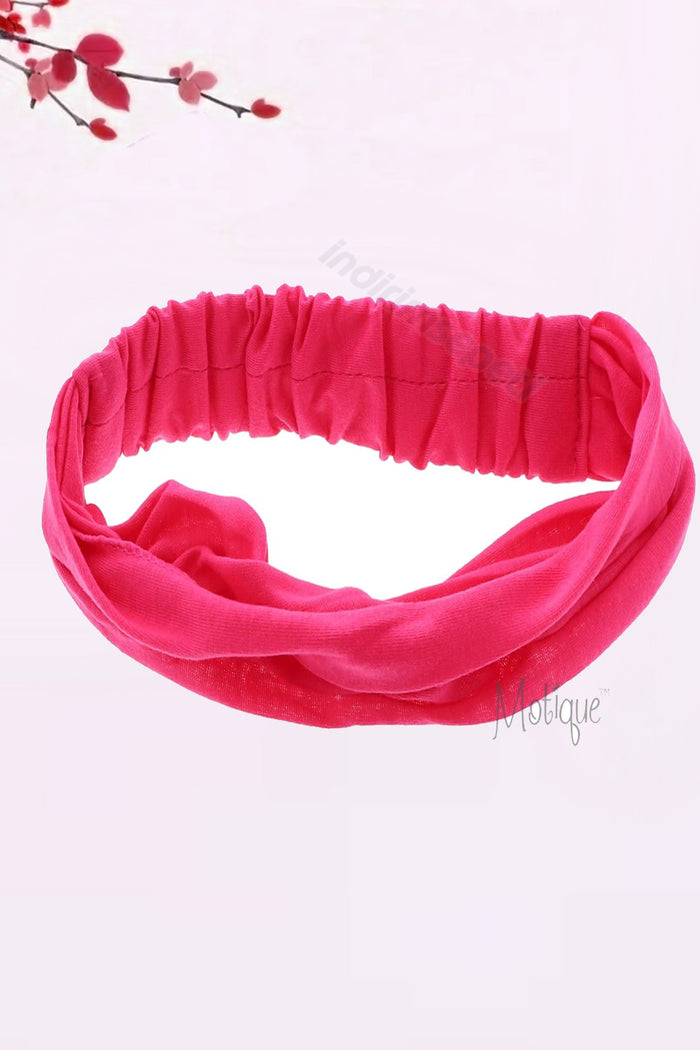 Saç Bandı Bandanası Bahar ve Yaz Boho Stili, Lastikli Esnek Bandı, Plaj ve Seyahat Fosfor Pembe - Indirimsepeti
