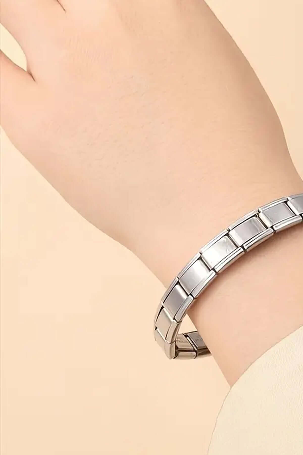 Charm Çelik Bileklik, Ayrılabilir Yaylı Paslanmaz Çelik Bileklik, Montajlı Paslanmaz Bileklik Kişiselleştirilebilir Çelik, Gümüş Renk