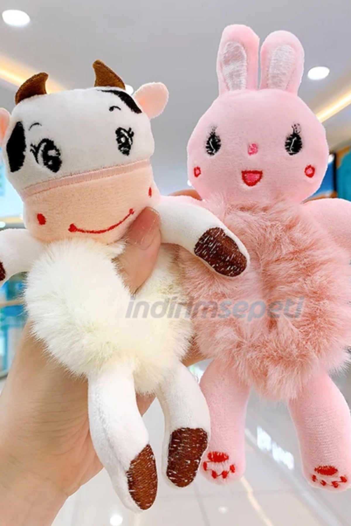 Peluş Sevimli Hayvan Figürlü 3d Boyutlu Saç Toka Lastikli Saç Aksesuar Kedi Civciv Panda inek kurbağa - indirimsepeti