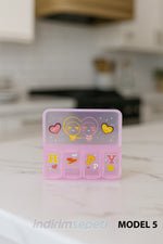 İlaç ve Takı Saklama Kutusu Sevimli 5 Bölmeli – Happy Tasarım (7×9×2 cm)