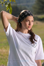 Siyah Papatya Desenli Lastikli Bandana – Pratik Kullanım, Günlük Tarz ve Saç Toplayıcı Model - indirimsepeti
