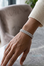 3 Sıralı Zirkon Taşlı Gümüş Renk Su Yolu Bileklik Lastikli – Kararmaz Şık Bileklik