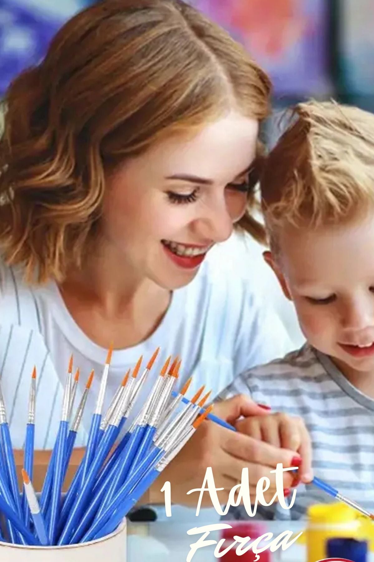 Sivri Fırça Sulu Boya ve Yağlıboya Fırçası Küçük Plastik Sap ince Çocuk ve Genel Maksat Fırçası 1 Adet