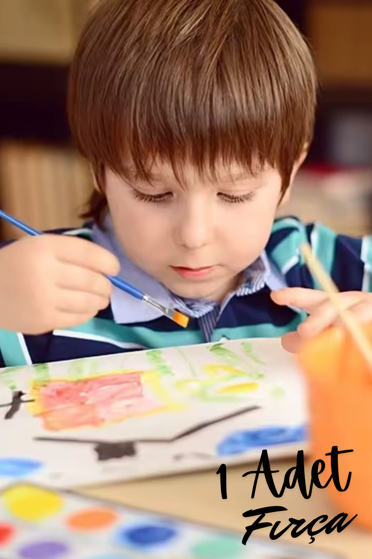 Düz Fırça Akrilik Boya, Sulu Boya ve Yağlıboya Fırçası Küçük Plastik Sap ince Çocuk ve Genel Maksat Fırçası 1 Adet