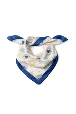 Nazar Gözlü Saten Bandana 50x50 cm – Güneş, Ay ve Yıldız Desenli Şık Tasarım