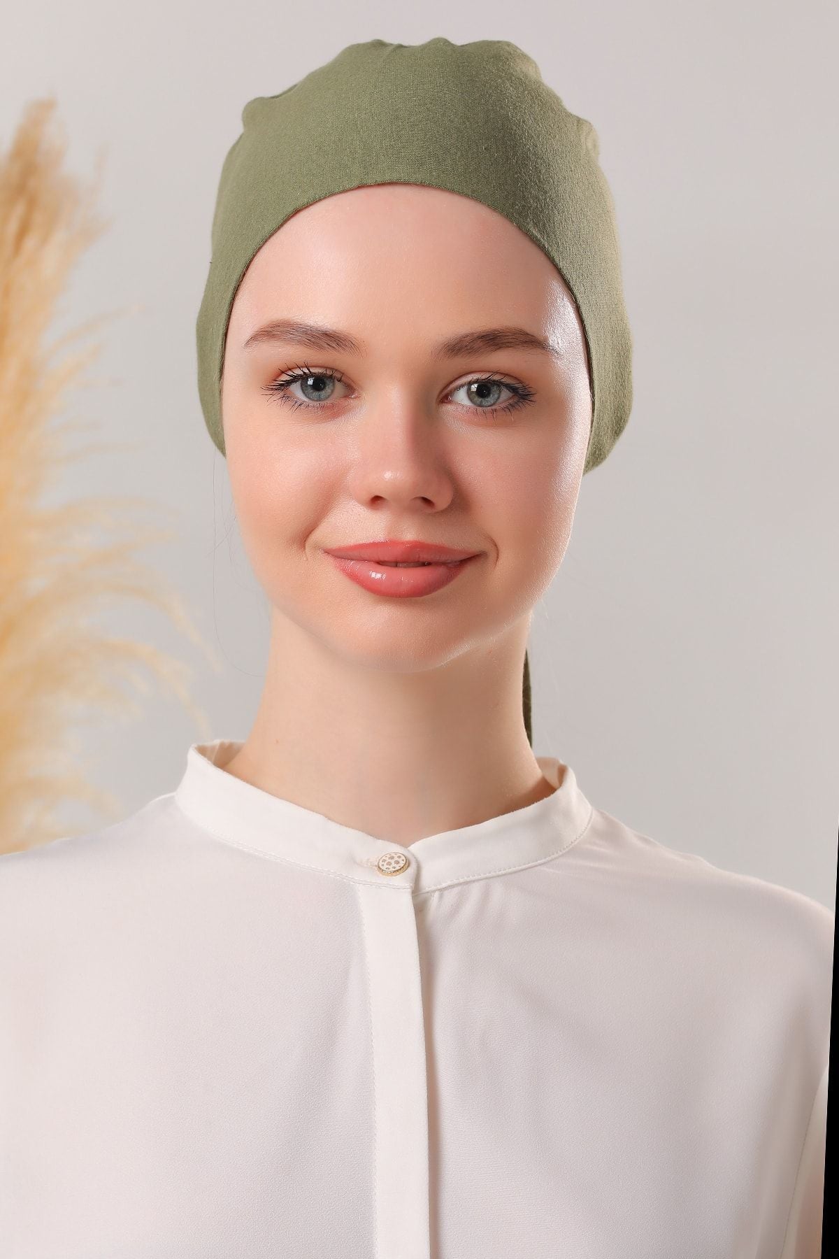 Tesettür Dikişsiz Penye Bone Haki - Indirimsepeti