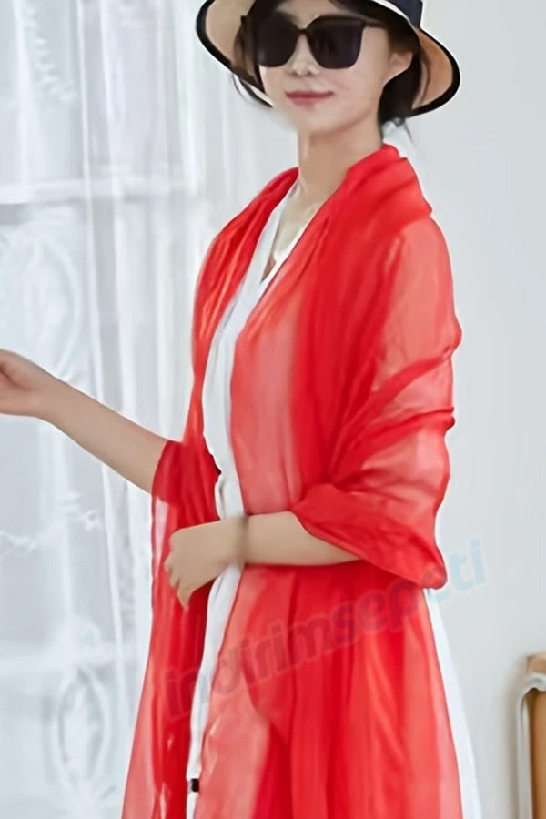 Şifon Yumuşak Nefes alabilen Hafif Çok yönlü, Şal, Hijab Yaz Tatil Giyim mükemmel 28x140cm