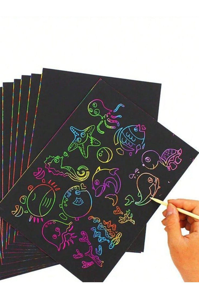 Sihirli Gökkuşağı Kazıma Kağıdı 10 Sayfa Sihirli Kağıt 20x26 cm A4 - Indirimsepeti