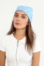 Etnik Desenli Bandana Fular %100 Pamuklu Saç Aksesuar Açık Mavi - Indirimsepeti