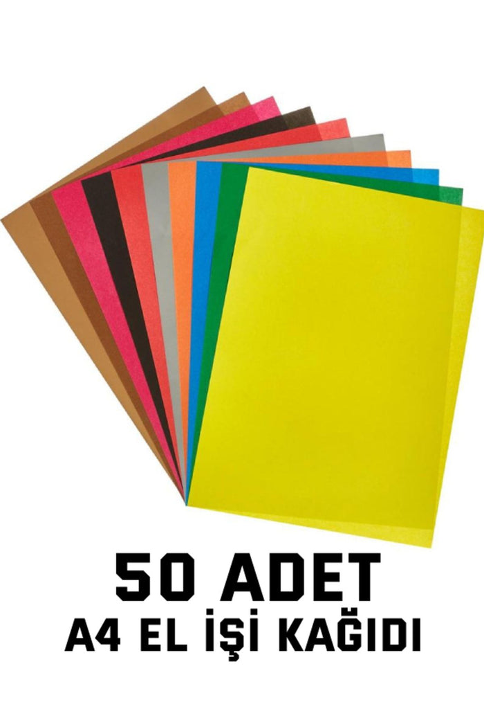 50 Adet A4 Elişi Kağıdı Karışık Renk - Indirimsepeti