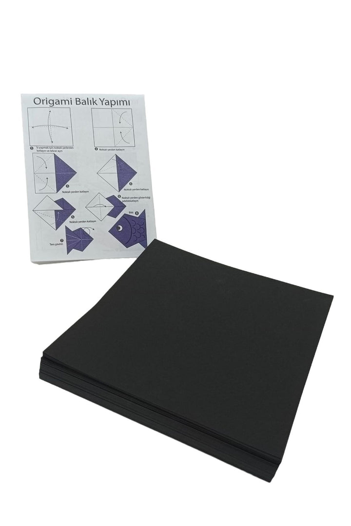 Origami Kağıdı, 100 Adet Siyah Renk 15x15cm Origami Set 100 lü Paket - Indirimsepeti