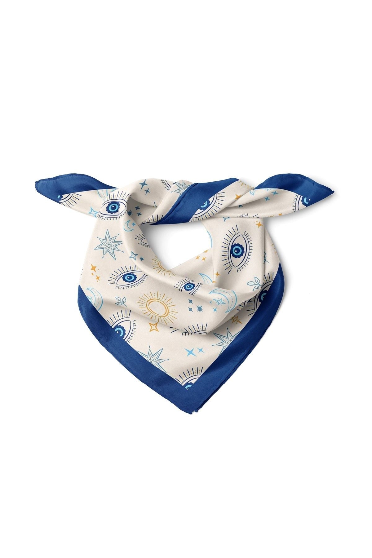 Göz Desenli Saten Kumaş Fular Parlak ve Soft ipeksi Bandana Friendly - Indirimsepeti