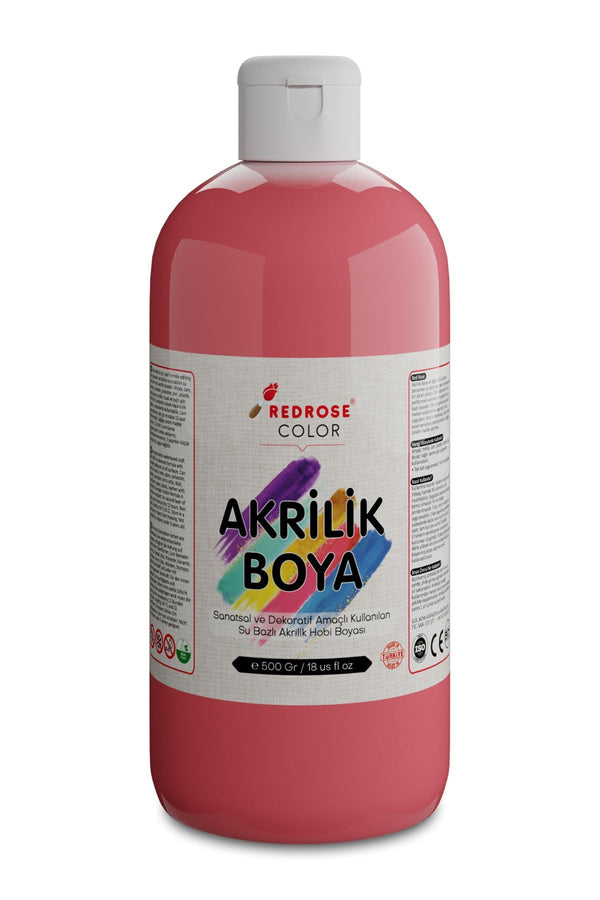 Pembe Akrilik Boya 500 gr Sanatsal, Dekoratif, Hobi Amaçlı, Canlı Renkler - Indirimsepeti