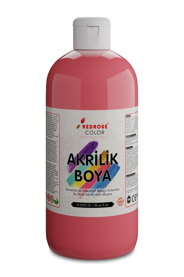 Pembe Akrilik Boya 500 gr Sanatsal, Dekoratif, Hobi Amaçlı, Canlı Renkler - Indirimsepeti