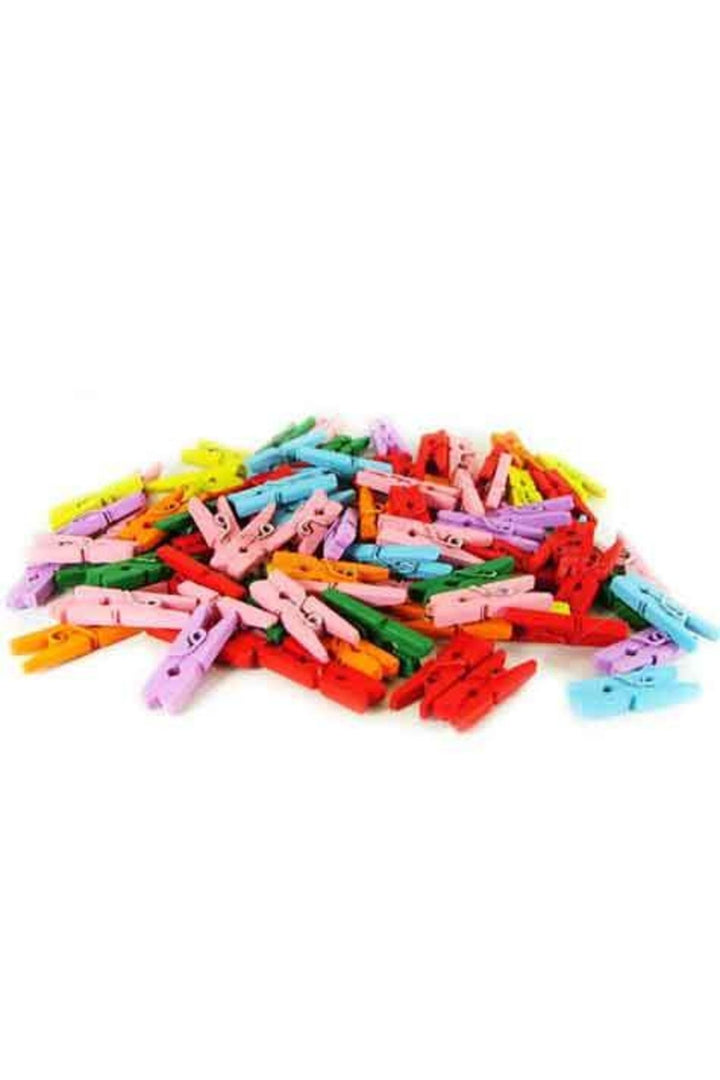 100 Adet Mini Mandal Minik Mandal Dekoratif Süsleme Renkli Mini Ahşap Mandal - Indirimsepeti