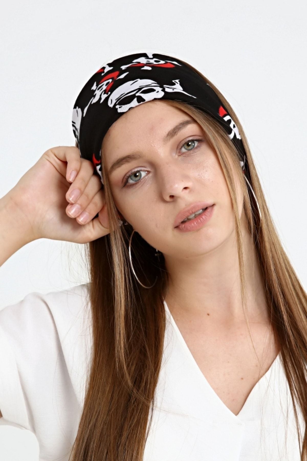 Bandana Korsan Pirate %100 Pamuklu Siyah Kırmızı - Indirimsepeti