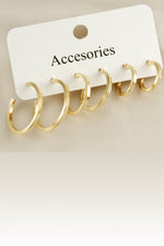 6'lı Altın Gold Renk Halka Kombin Küpe Set Köşeli - Indirimsepeti