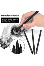 Odunsuz Kömür Kalemi 3 Lü Set, Çizim Kalemi, Füzen, Eskiz Kalemi, Sanatsal - Indirimsepeti