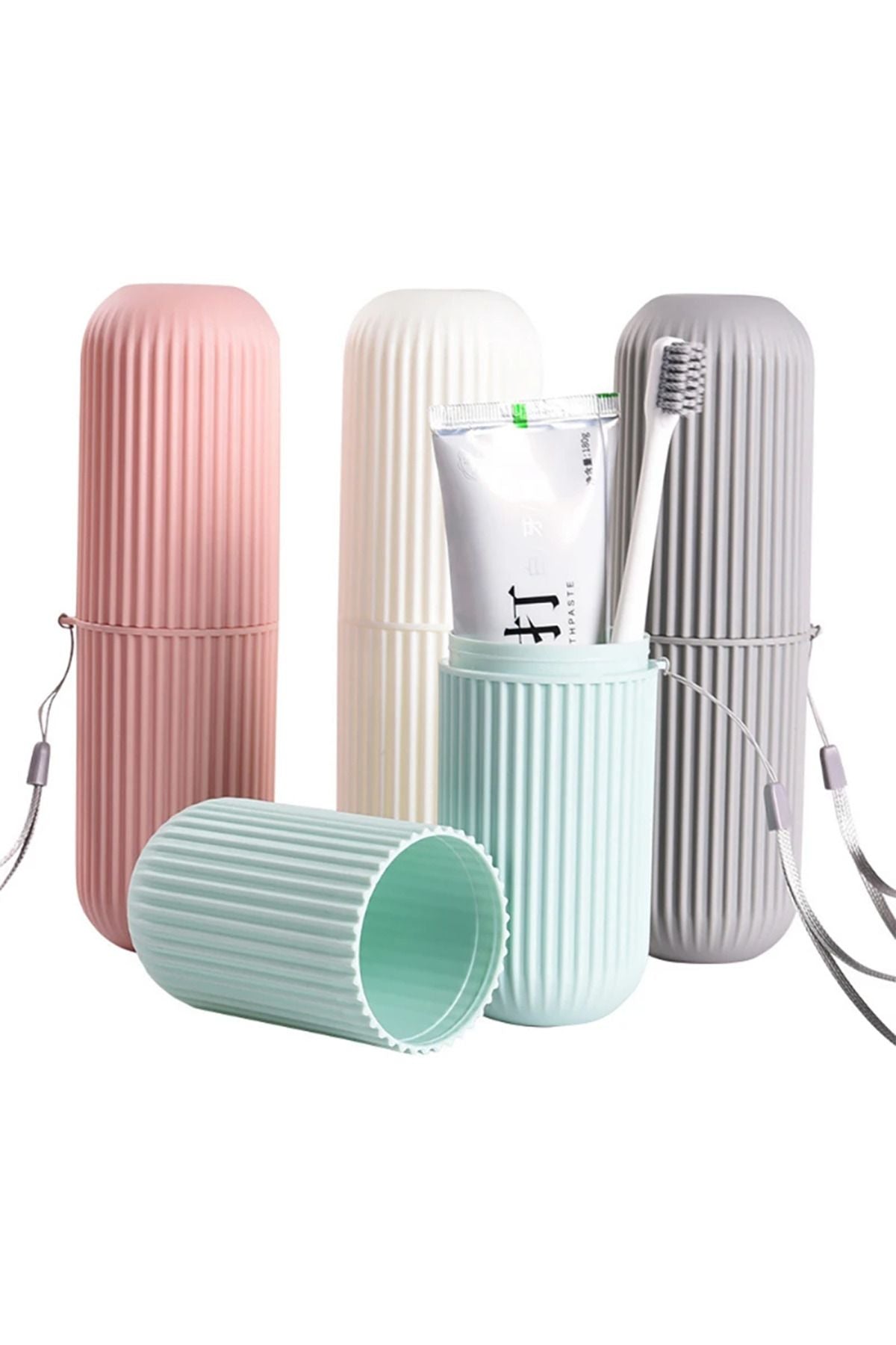 Çok Amaçlı Seyahat Tipi Diş Fırçası Kabı Makyaj Malzemesi Saklama Kutusu 2 Adet - Indirimsepeti