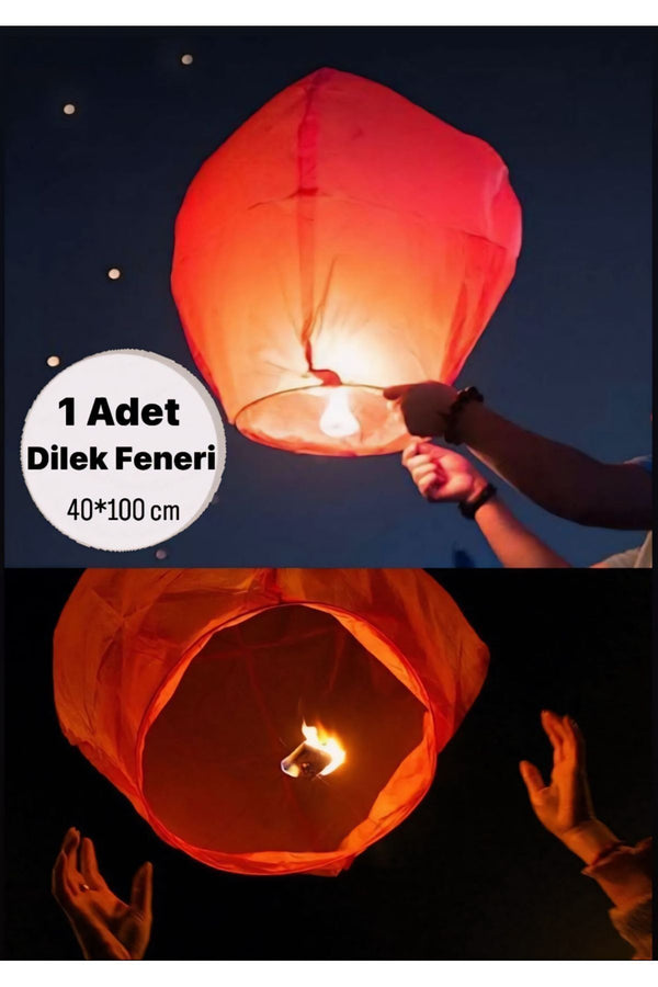 1 Adet Dilek Feneri Balonu /Düğün,Nişan Özel Gün İçin Kolay Açılabilen Mumlu Gece Gökyüzü Uçan Dilek Balonu