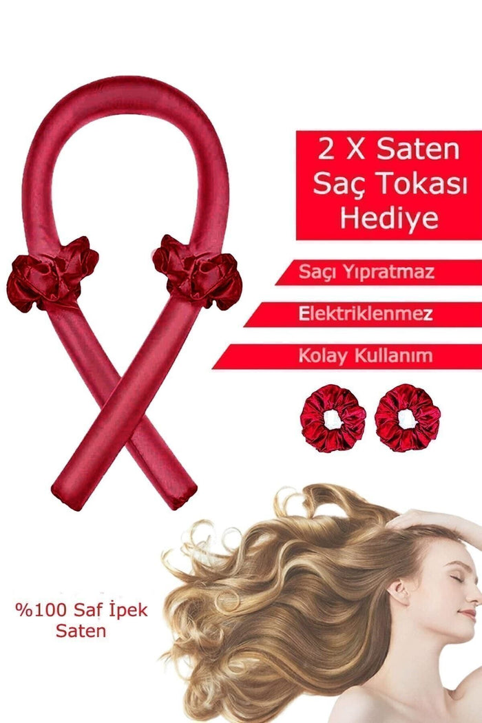 Isısız Saç Maşası Saç Sosisi Saç Bigudisi Seti Saç Şekillendirici  Isı Şerit Kıvırma Çubuğu Saç Rulo Bukleleri Dalga Saç Silindirleri Şekillendirme Kırmızı - Indirimsepeti