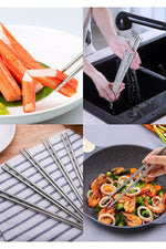5 Çift Metal Chopstick Paslanmaz Çelik Çin Çubuğu Yemek Çubukları 10 Adet - Indirimsepeti